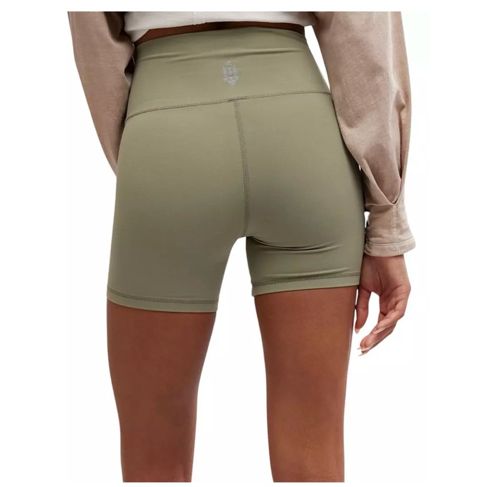 Free People Olive Green High-Waist Bike Shorts